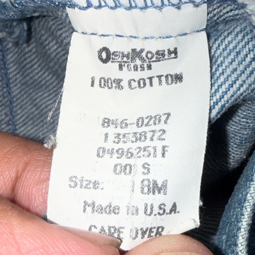 Vintage‎ Baby Bgosh OshKosh Denim Overalls 18M Light Wash Made in USA Vestbak